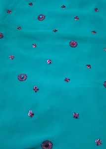Embroidered Teal Dress Material