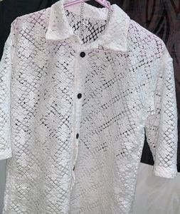 Trendy Combo Net White Shirt For Men &amp; Neck Pi