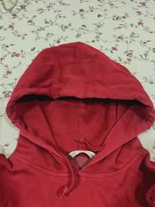 Maroonish Red Cropped Hoodie