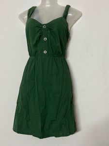 Pintresty Casual Green Button-Front Dress