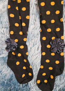 Black Polka Dot stockings with bow