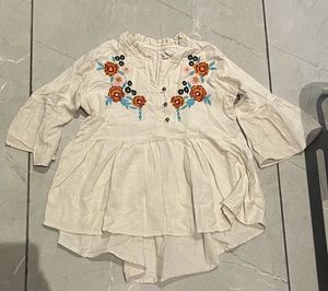 Embroidered Bell Sleeve Tunic Top