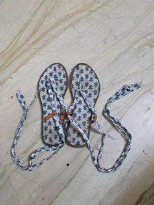 🌿 Printed Tie-Up Flats |UK 6|Boho Cotton Sandals
