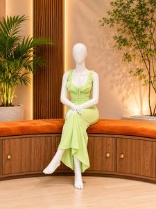 Lime Green Ruffled Maxi Dress