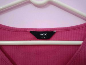 Ribbed Pink Button-Up Cardigan