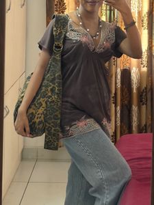 Boho-style Embroidered Tunic Top