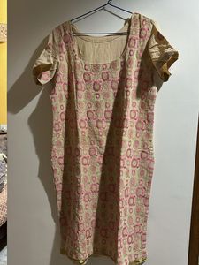 kurta set beige with embroidery