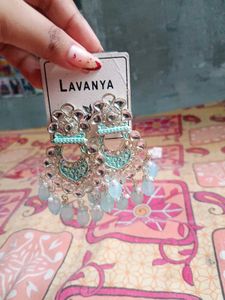 Lavanya Blue &amp; Silver Dangle Earrings