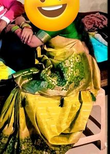 Banarasi leheriya Beautiful Yellow & Green Silk Sa