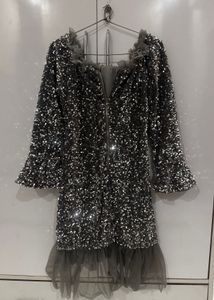 Sparkly Tulle Trim Dress