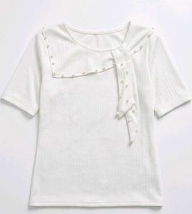 Cute White Pearl Embellished Top