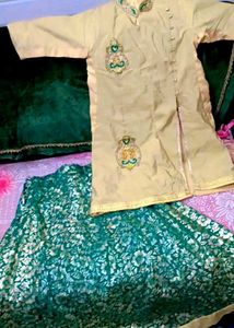 Elegant Gold and Green Lahanga🎀