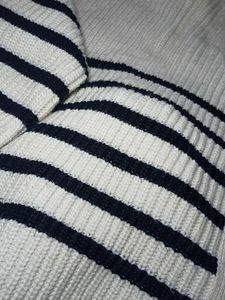 Striped Cropped Knit Cardigan