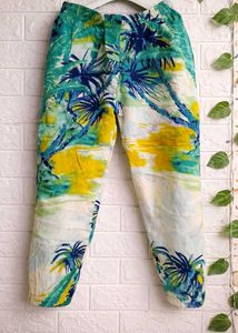 Tropical Palm Tree Print Pants