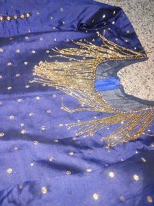 Elegant Blue &amp; Gold Ethnic Gown