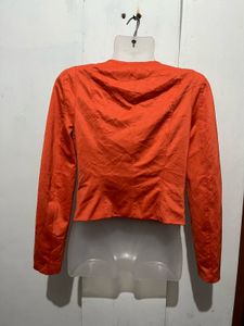 Orange Cropped Zip-Up Jacket