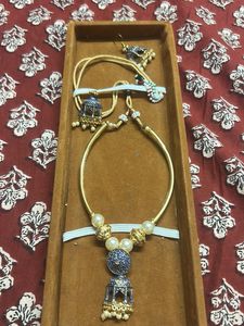 Exquisite Pearl & Jhumka hansli Necklace Set