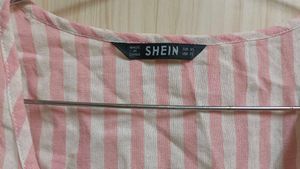 💗 SHEIN Pink &amp; White Striped Formal Top