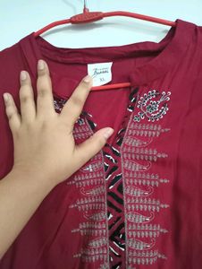 Red Embroidered Kurta set