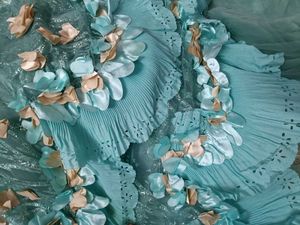 Stunning Blue Tiered Flower crop top