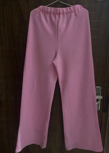 Pink Textured Button-Up Shirt and Pants Co-ord Set