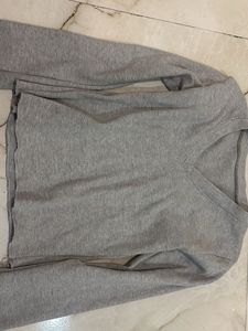grey casual long sleeve college wear top