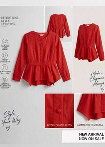 Chic Red Peplum Blouse