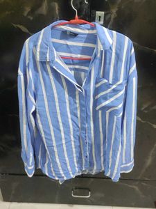 Blue & White Striped Button-Up Shirt