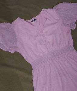 Chic Pink Swiss Dot Dress
