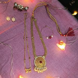 Marathi Wear Set , Jewellery Combo