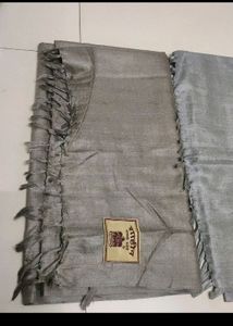 Elegant Silver Shawl with Tassels