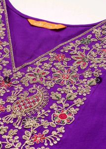 Elegant Embroidered Purple Kurta Set