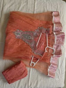 Elegant peach Anarkali Style Lehenga Choli