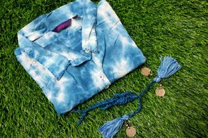 Shishti Blue Tie-Dye cotton Shirt Kurti Dress