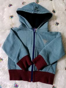 Kids Blue Hooded Zip-Up Jacket