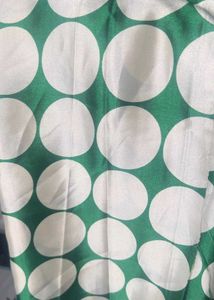 Green &amp; White Polka Dot Dress Material