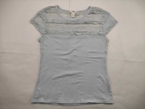 Light Blue Lace Trim Top