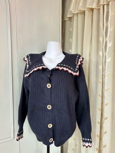 Cozy Navy Button-Up Cardigan