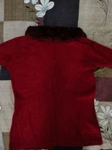 🍄Cozy Red Robe with Fur Collar🏵️