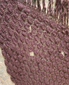 Poncho Style Knitted Scarf with Fringe