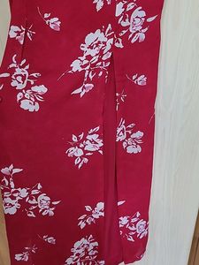 Chic Floral Print Red Dress