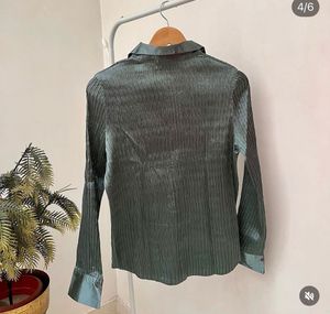 Elegant Pleated Button-Up Shirt