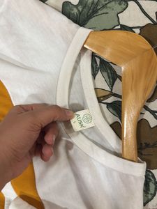 AUSK White &amp; yellow Striped T-Shirt