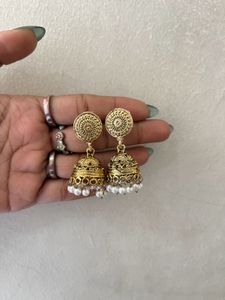 Golden Jhumka Earrings