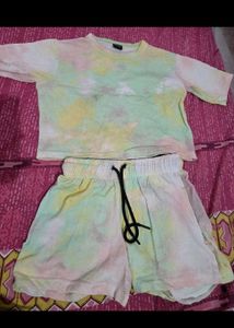combo - tie dye cord set and flaid shirt dress