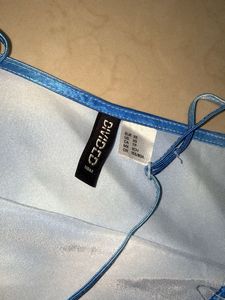 Blue Tie-Dye Satin Slip Dress