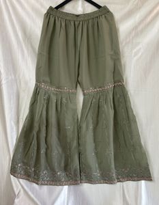 Pista-Green Embroidered Sharara Suit Set