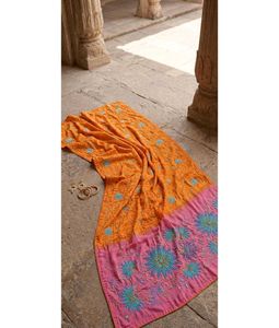 Sunset Bloom Ombre Embridered Saree