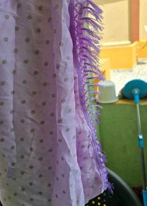 Lavender saree with stiched blouse