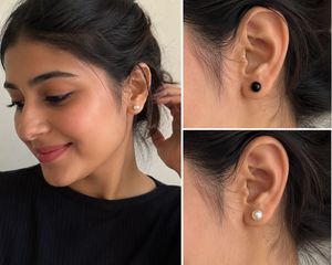 White & Black Pearl Stud Earrings Set of 2